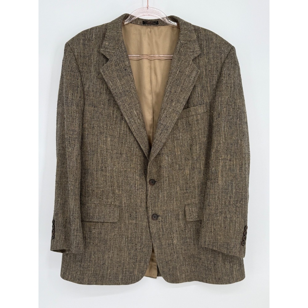 Brockmans Greenville SC Mens Vintage Brown Textured Two Button Blazer Sz 44R